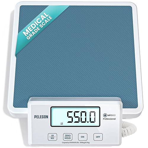 Báscula médica (550 libras) de grado médico para peso corporal, portátil, báscula inteligente, 4 sensores, pantalla remota, superficie