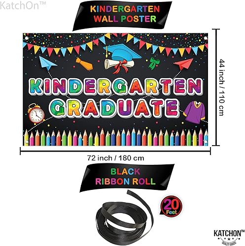 Miniatura 4 de KatchOn, Fondo grande de graduación de jardín de infantes, 72 x 44 pulgadas, pancarta de graduación de jardín de infantes para decoraciones de