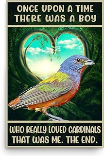 There Was a Boy Who Really Loved Painted Bunting Cardinal Poster 12x18 Inch Unframed Wall Art Decor Gifts for Bunting Lovers