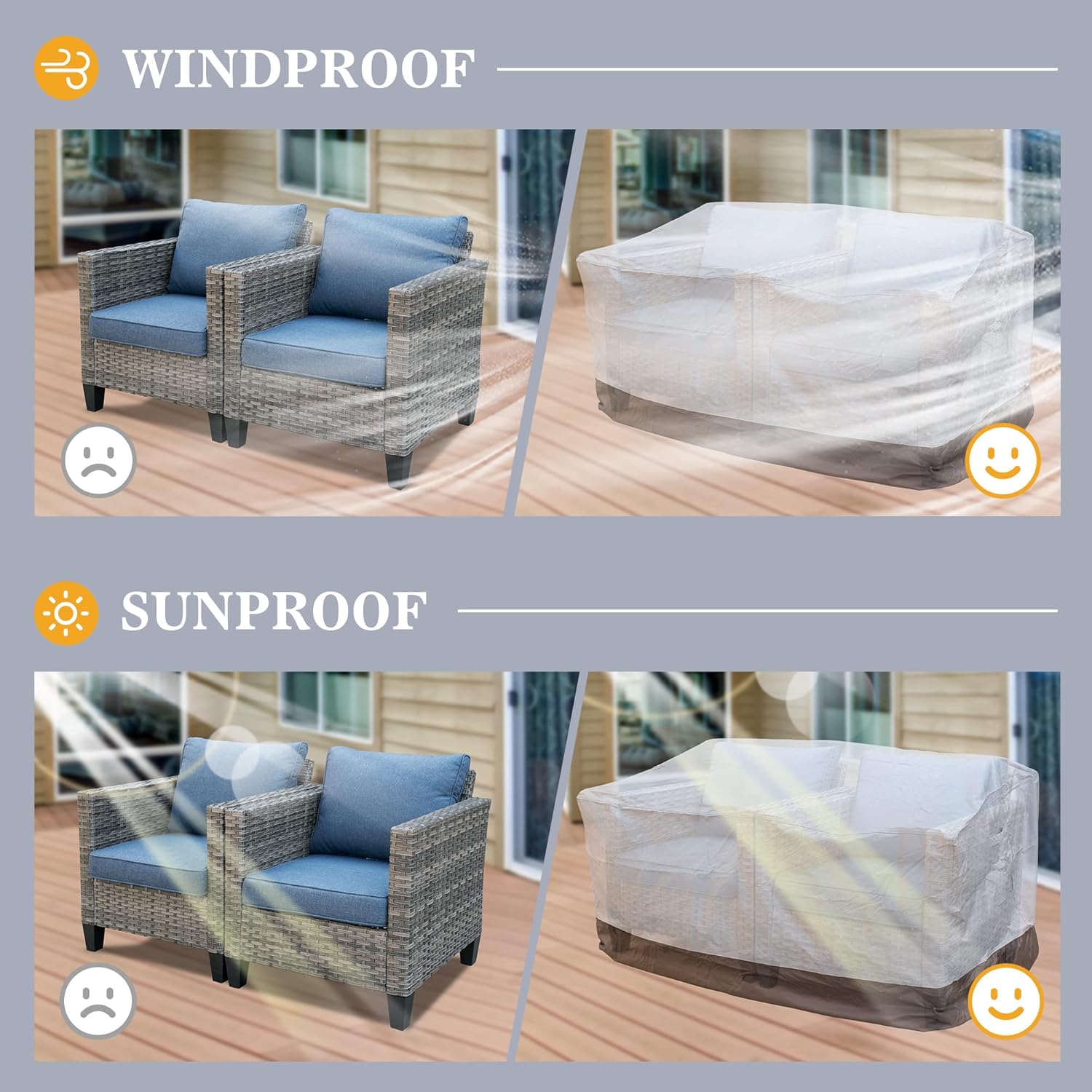 ovios Patio Furniture Cover, Water Repellent, Universal Fit for Sectional Sofa Set, Chairs, Tables, 59'' L x 31'' W x 29'' H, Beige-Brown