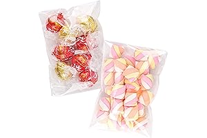 YunKo Self Sealing Cellophane Bags, 100 Pack Crystal Clear Cookie Treat Bags...