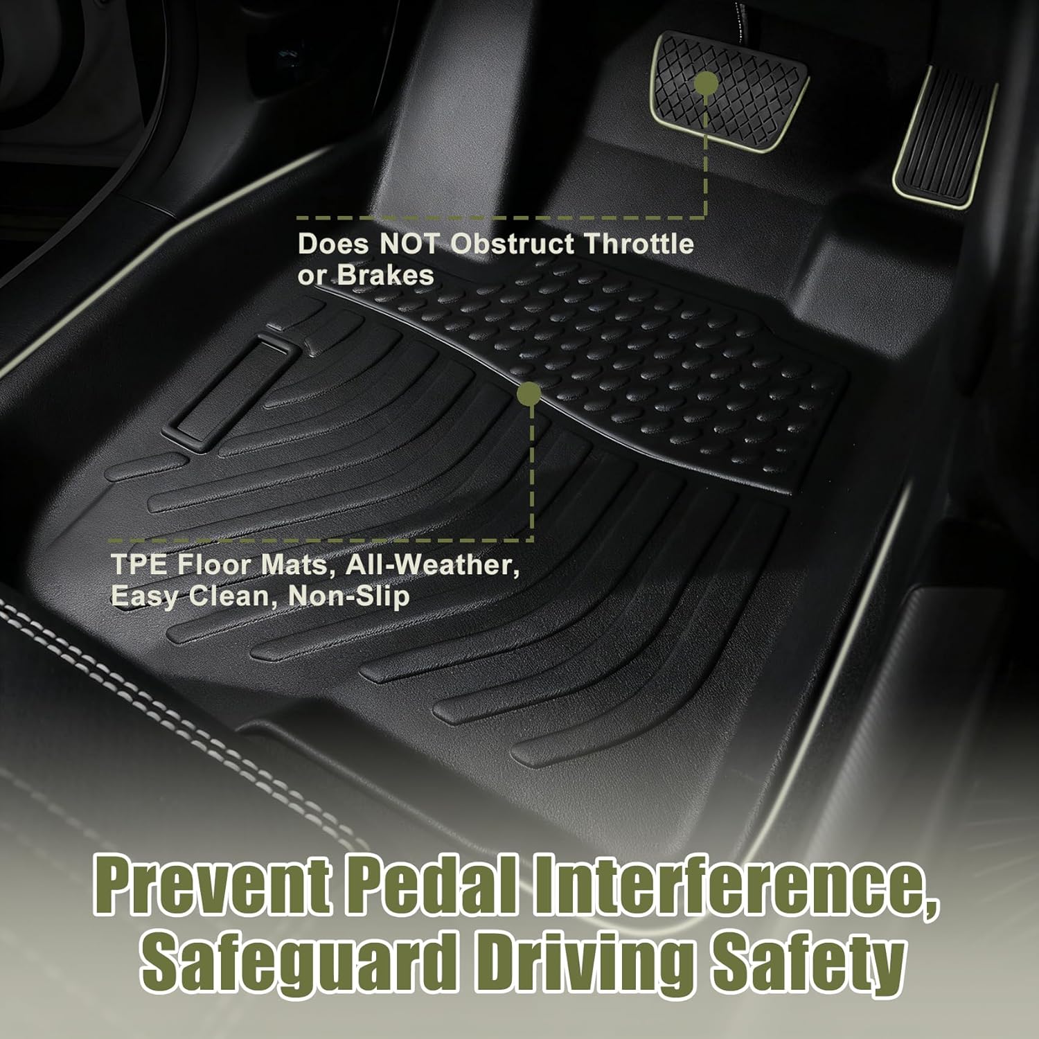 Priprilod Floor Mats Fit for Volkswagen Atlas 2018-2024 All Weather Protector TPE Floor Liners Custom Fit Car Mats Non-Slip, Only Fits Bucket 6Seats