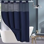 Conbo Mio Fabric Waffle Weave Hotel Shower Curtain with Snap in Liner for Bathroom Waterproof Machine Washable Shower Curtain (Waffle-Boho White,71"(W) x 74"(H))