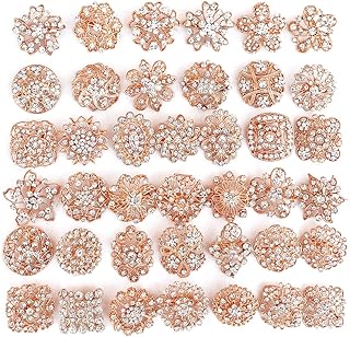 Your Perfect Gifts 40 pcs Rose Gold Rhinestone Brooches Set Crystal Brooch Wedding Invitation Brooch Bouquet DIY kit Whole...