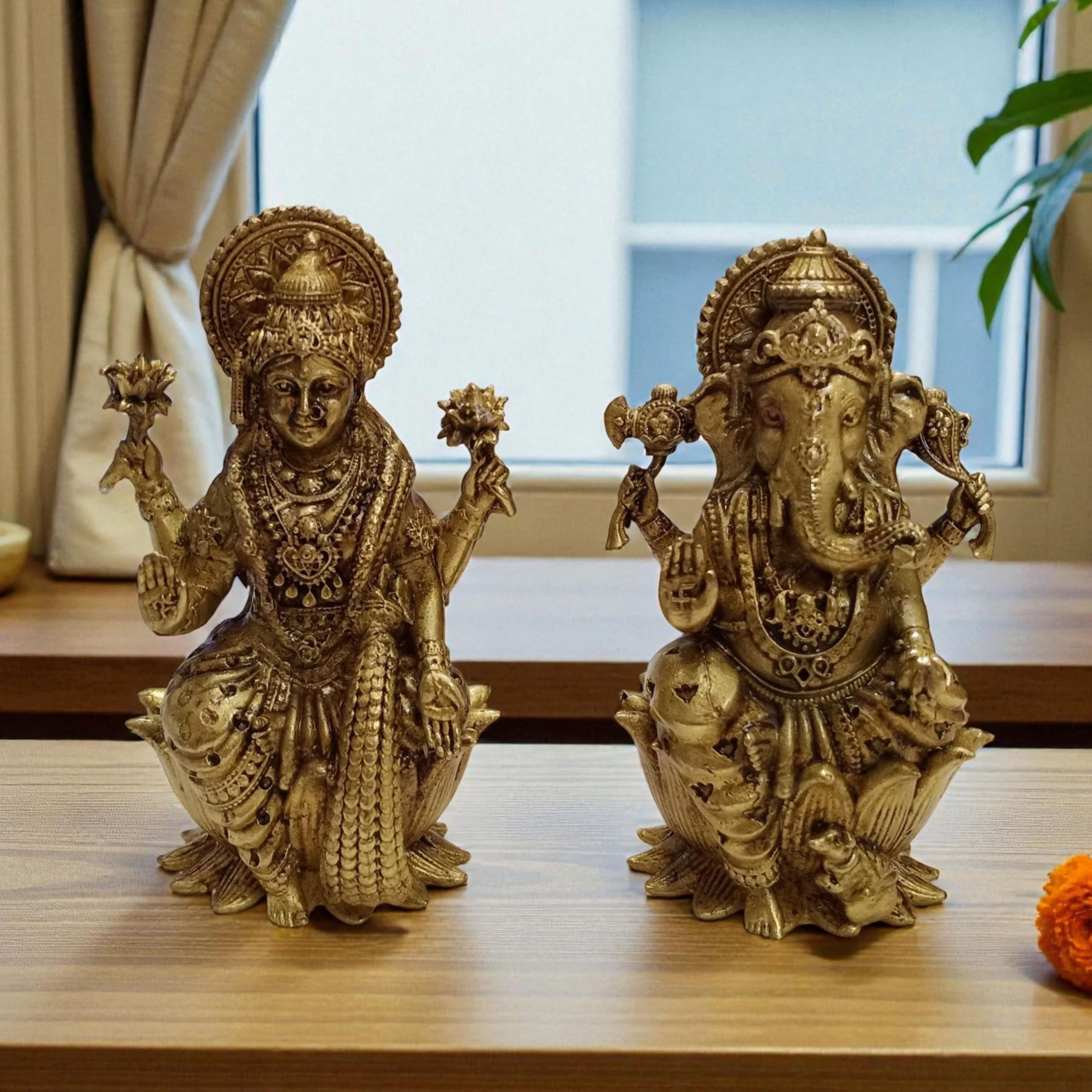 Statue Lakshmi Ganesh en laiton divinité hindoue décoration maison temple et bureau