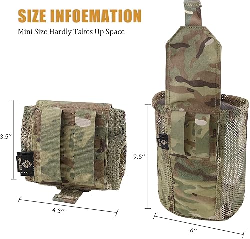 Miniatura 6 de PETAC GEAR Bolsa de volquete, bolsas de Mag con cordón Molle, paquete de herramientas tácticas plegables enrollables, bolsa de almacenamiento de red