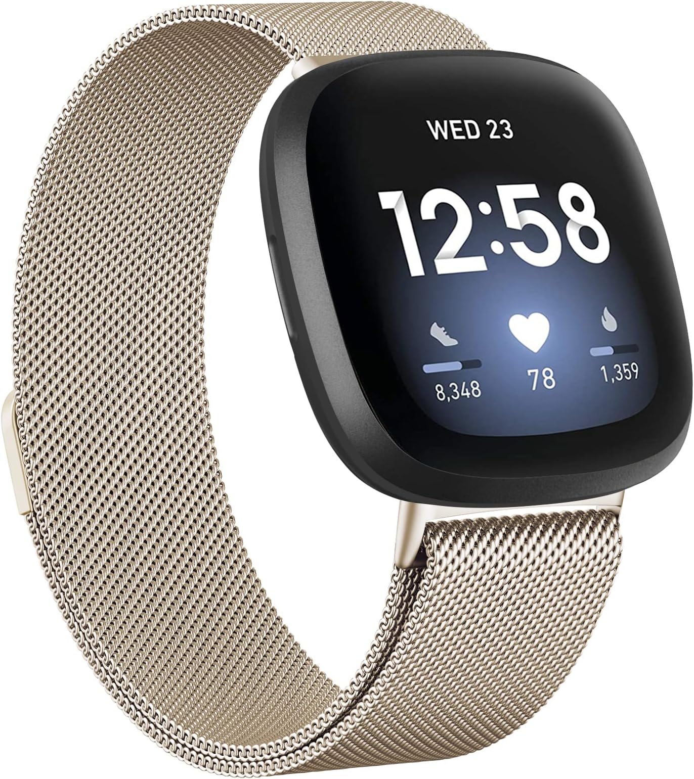 Metal Bands Compatible with Fitbit Versa 4/Sense 2/Versa 3/Sense, Women Men Adjustable Bracelet Strap Stainless Steel Replacement Wristband for Fitbit Versa Smart Watch