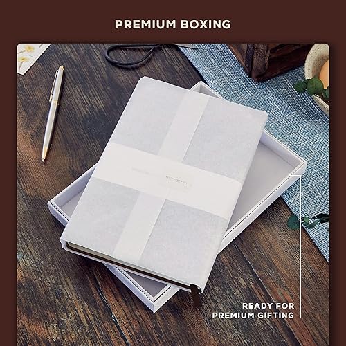 Miniatura 8 de BEECHMORE BOOKS Cuaderno de viñetas de puntos, 8.3 x 5.8 pulgadas, 112 páginas punteadas, cuero de punto cuadrícula de tapa dura, papel grueso de