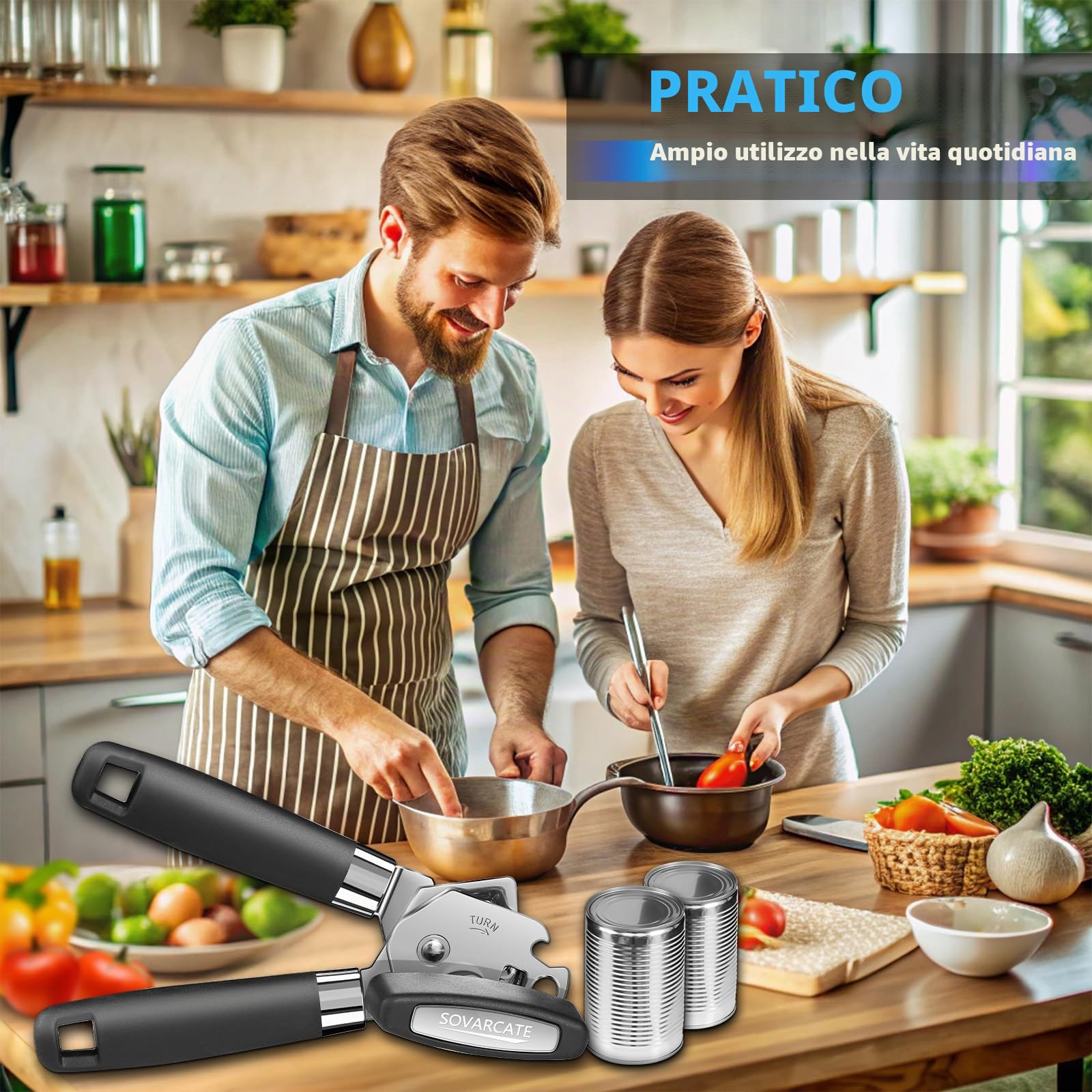 Apriscatole Manuale Professionale Acciaio Inossidabile Magnetico Solleva-Coperchio Impugnatura Ergonomica