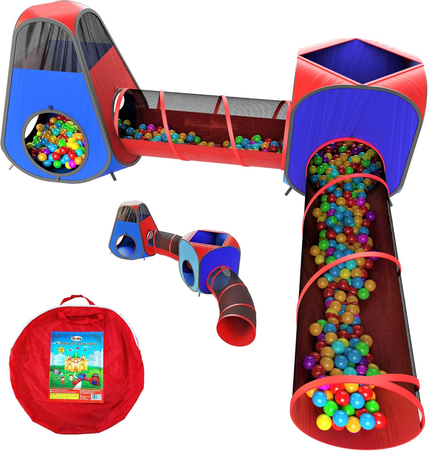 Playz 4pc Pop Up Play Tent and Tunnel Bundle for Toddlers