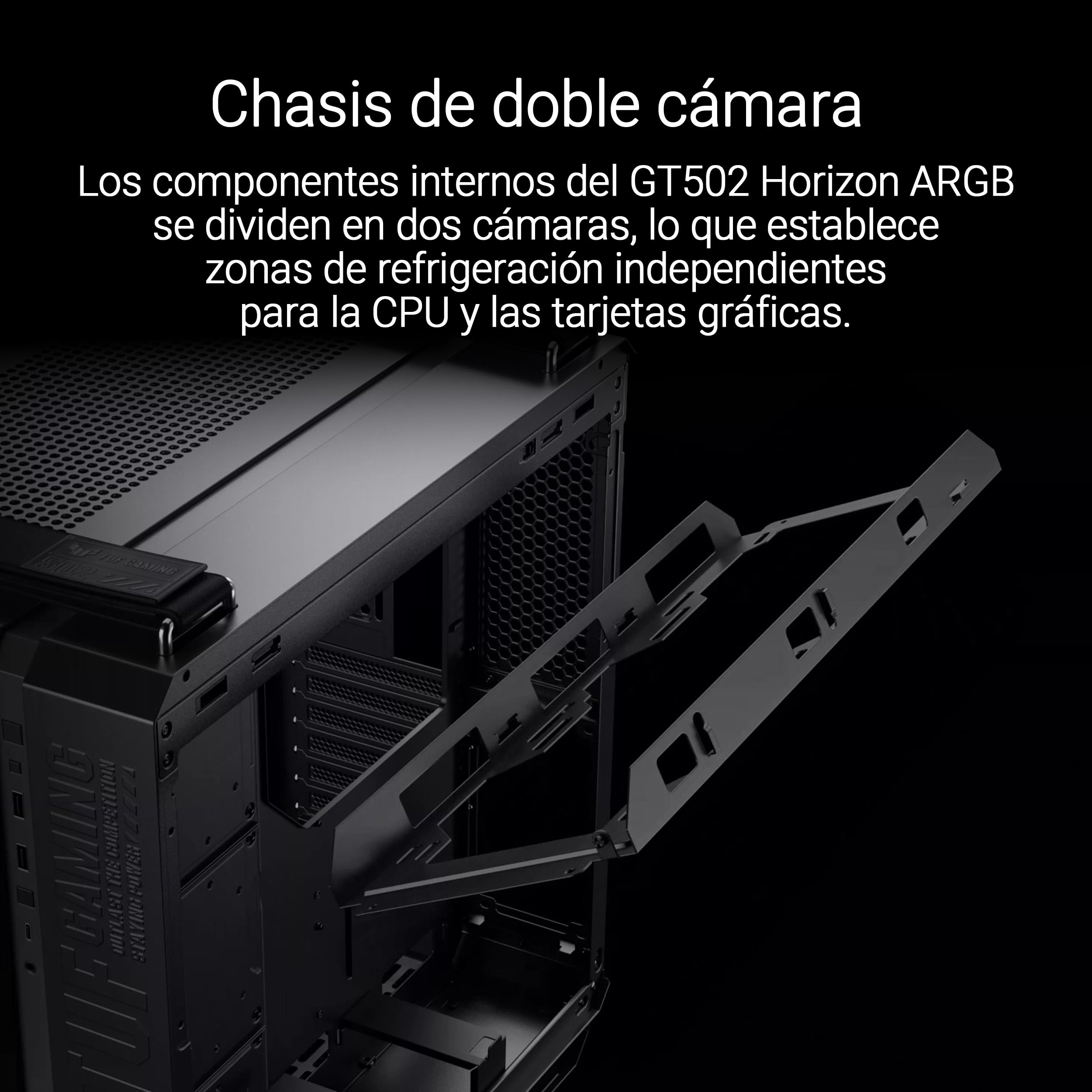 ASUS TUF Gaming GT502 Horizon Caja ATX Torre Mediana Doble Cámara USB 20 Gbps Tipo-C Negro