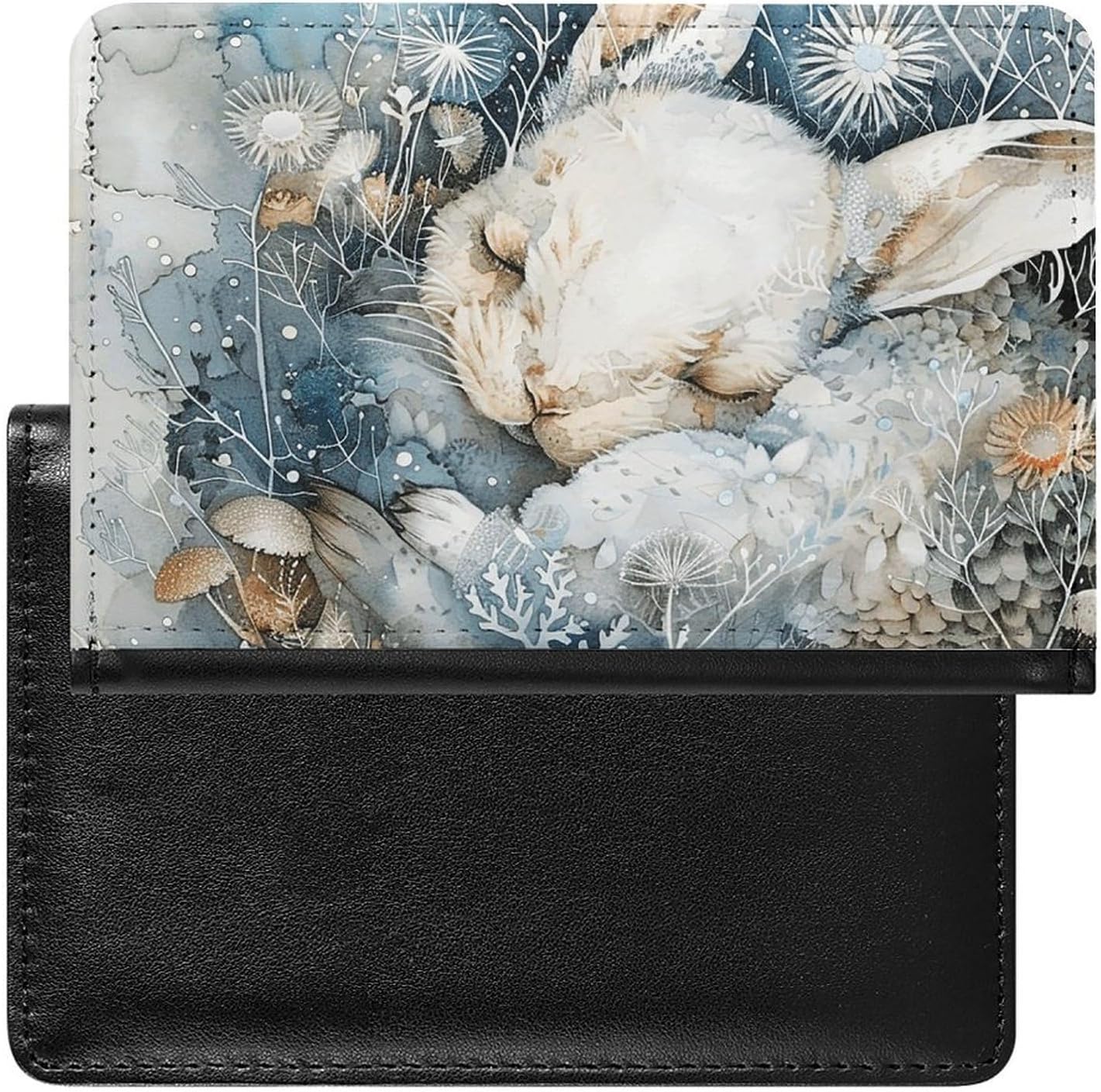 Cute Passport Holder for Travel,Personalized Multi-Functional Passport Cover with Card Slots,Slim A Sleeping Rabbit Printed Passport Wallet for Women Men