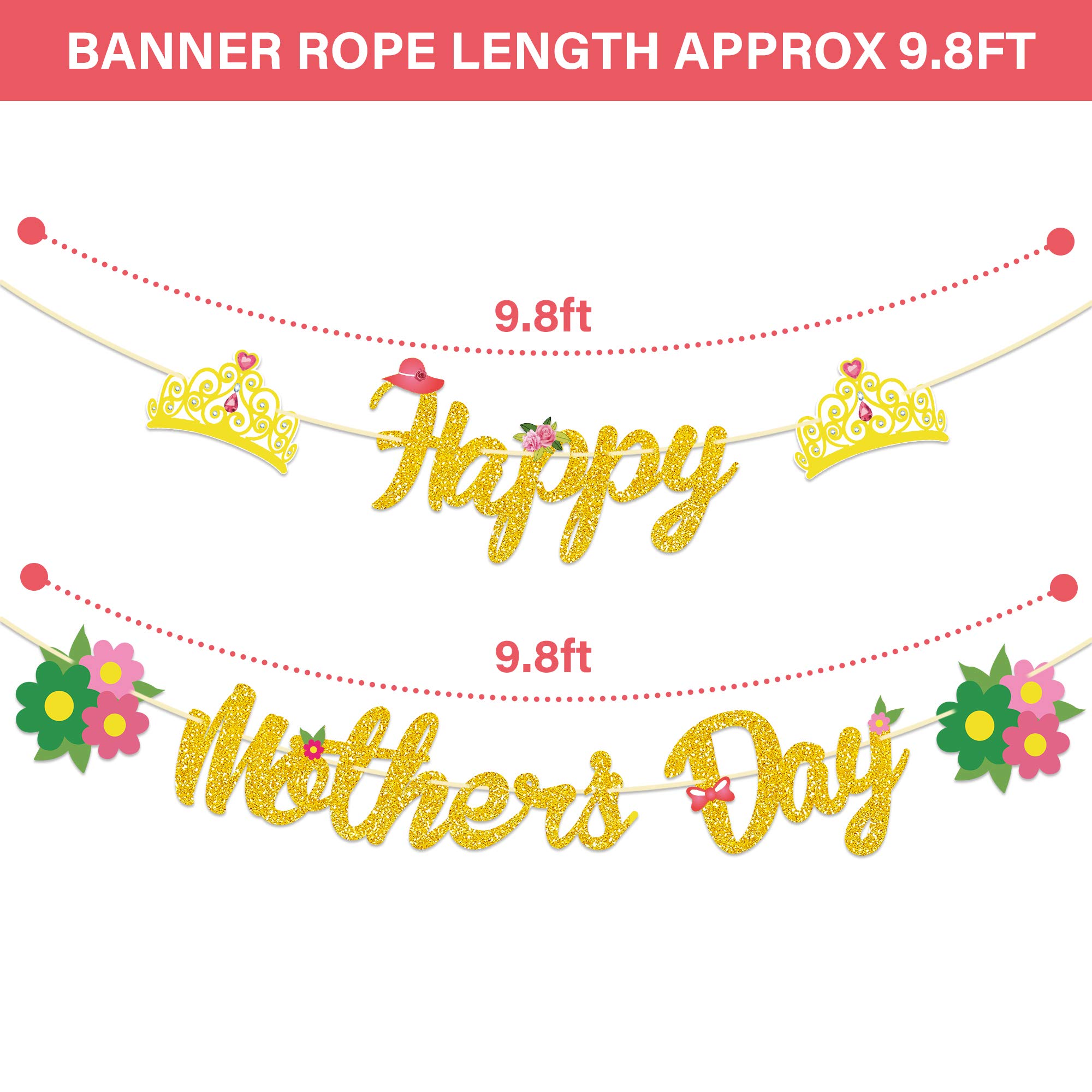 Amazon.com: Partyprops Happy Mother's Day Banner Gold Glitter - Mother's Day  Decorations - Mothers Day Party Decorations - Mother's Day Bunting Banner - Mothers  Day Garlands - Mothers Day Family Photo Backdrop : Home & Kitchen