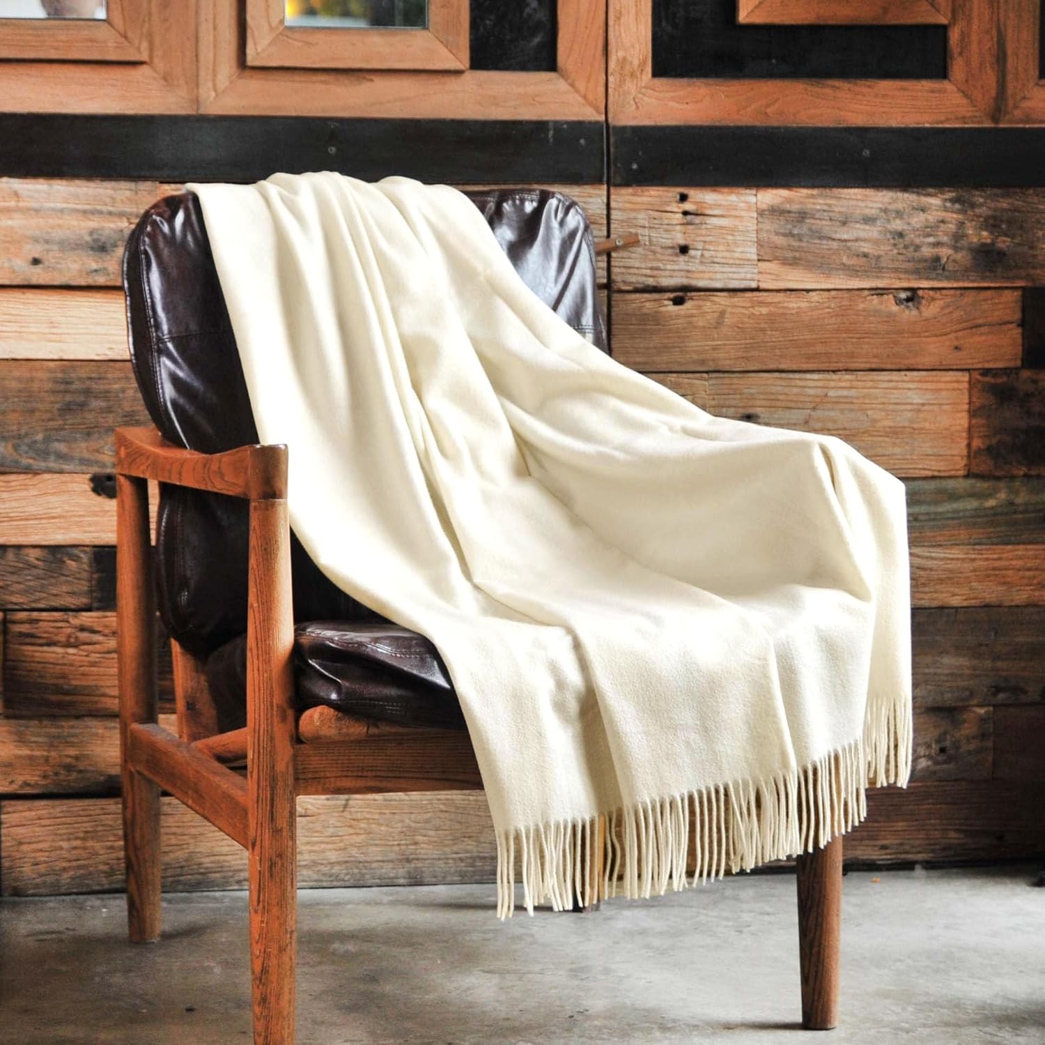 CUDDLE DREAMS Premium Cashmere Throw Blanket with Fringe, Luxuriously Soft (Ivory) - Image 4
