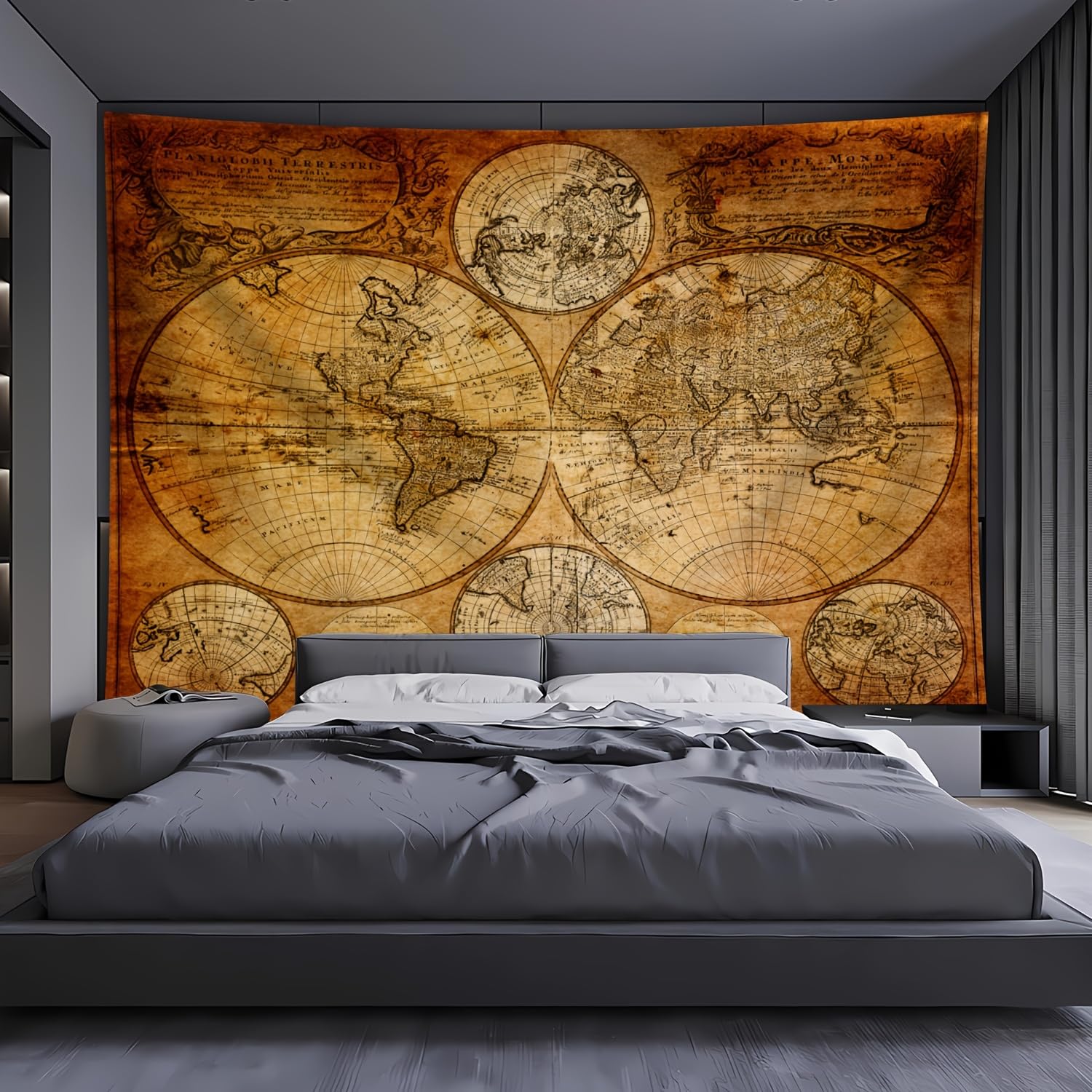 GLWDMH 230 x 180 cm bardzo duża mapa świata skarbów gobelin, tkanina w tle, poliester do powieszenia na ścianie, do sypialni, biura, akademika, dekoracja na imprezę
