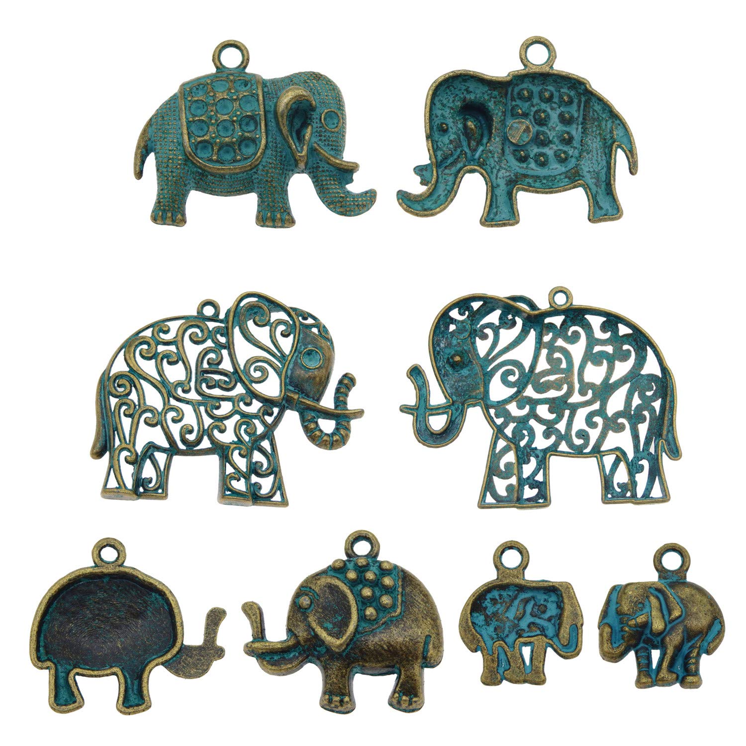 GraceAngie 40pcs Mixed Bronze Elephant Charm Vintage Pendant for Jewelry Making DIY Finding Women Girl Accessories