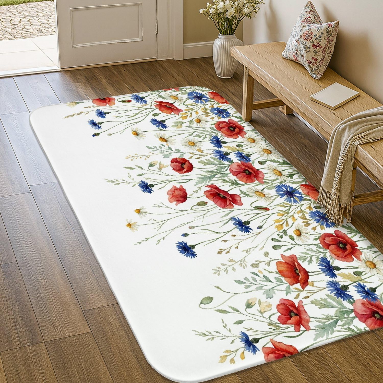 Tapis botanique de qualité supérieure aux motifs de chrysanthème rouge