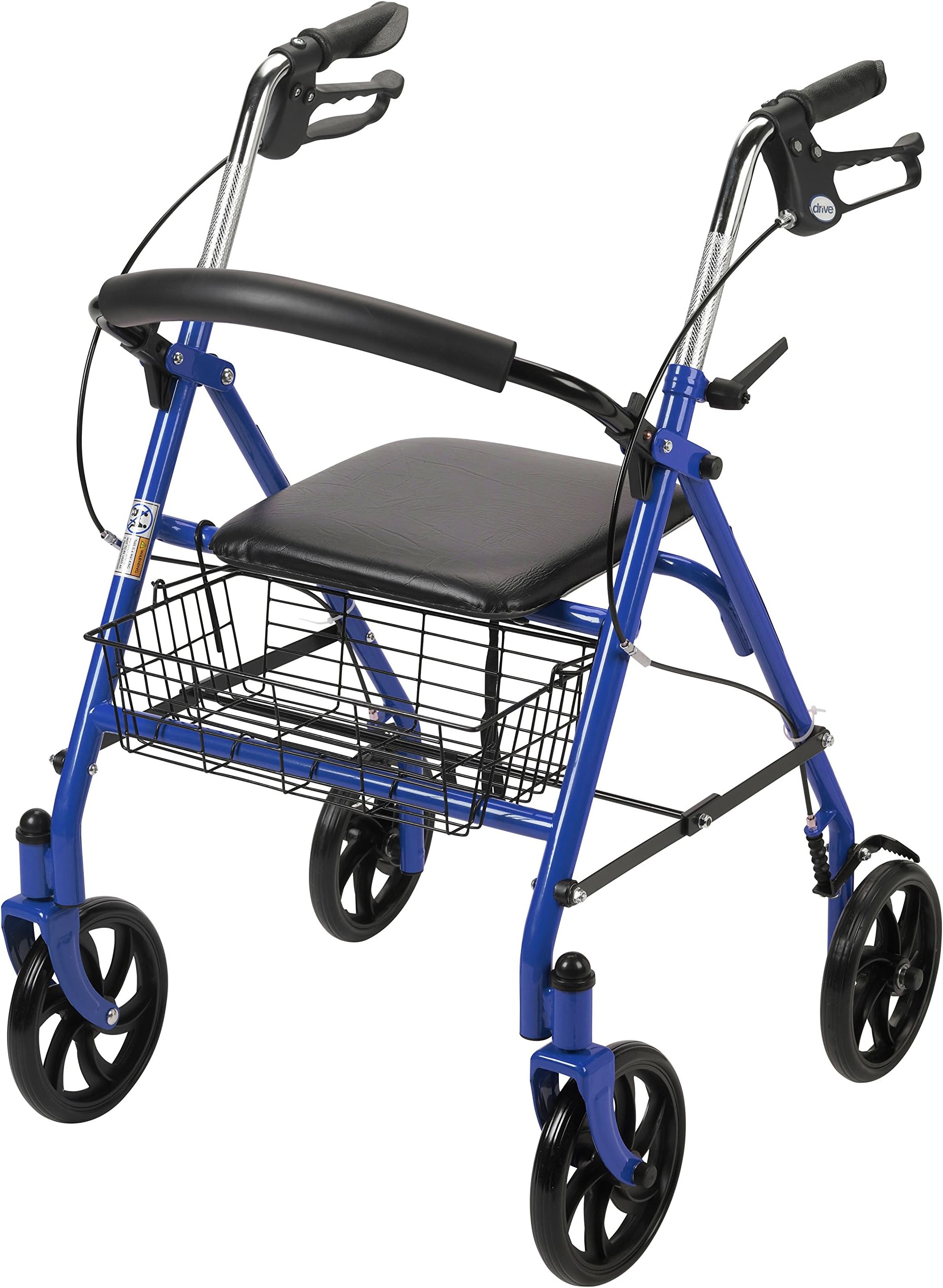 Drive Medical Rollator Walker with Seat, 7.5 Inch Wheels, Blue
