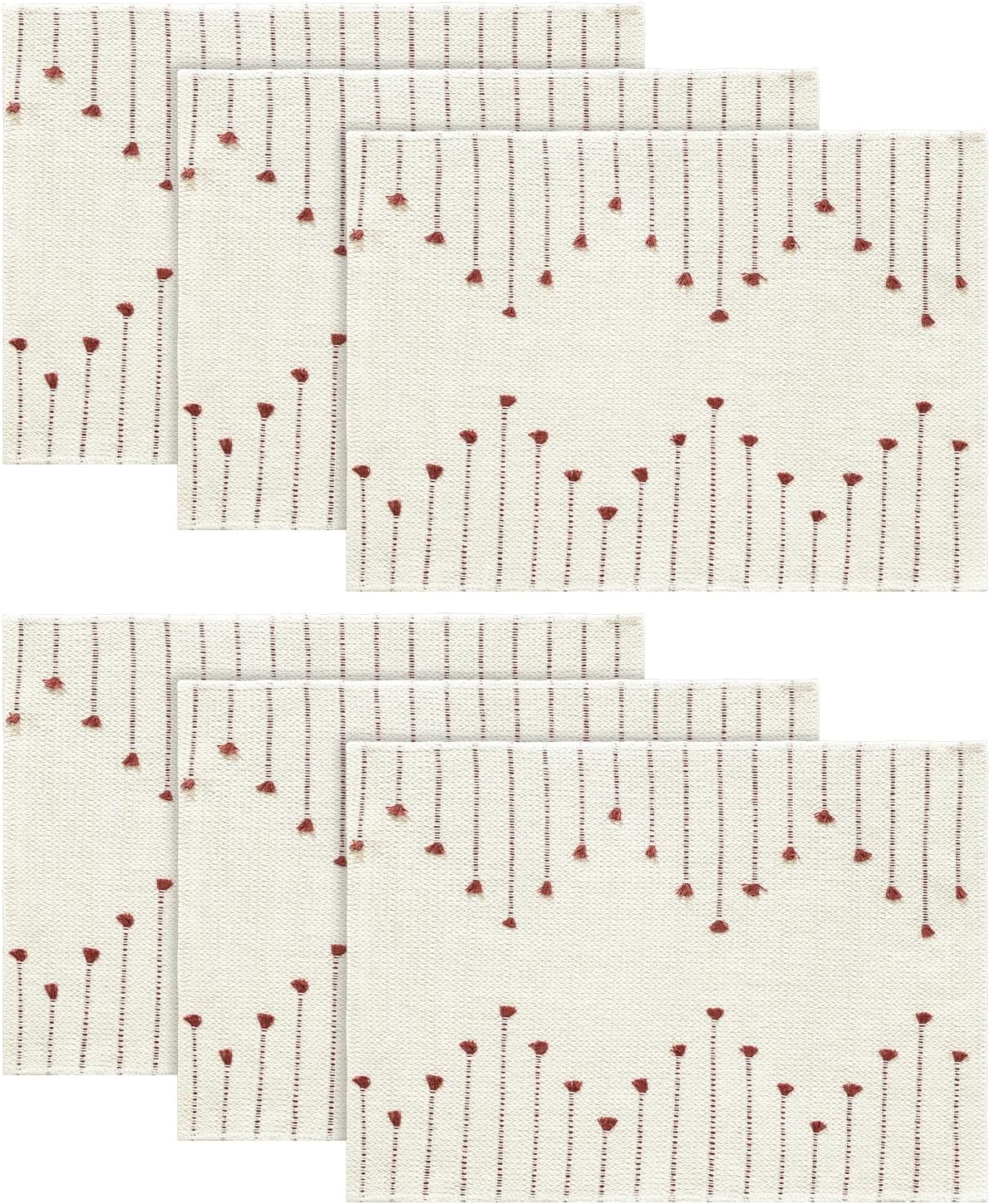 Artoid Mode Caramel Farmhouse Woven Rustic Placemats Set of 6-12x18 Inch