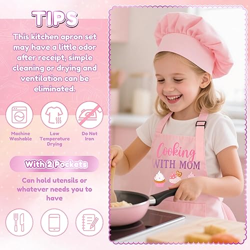 Miniatura 147 de R HORSE Juego de 2 delantales para niños y sombrero de chef, delantal de cocina azul ajustable para niños, kit de pintura y entrenamiento