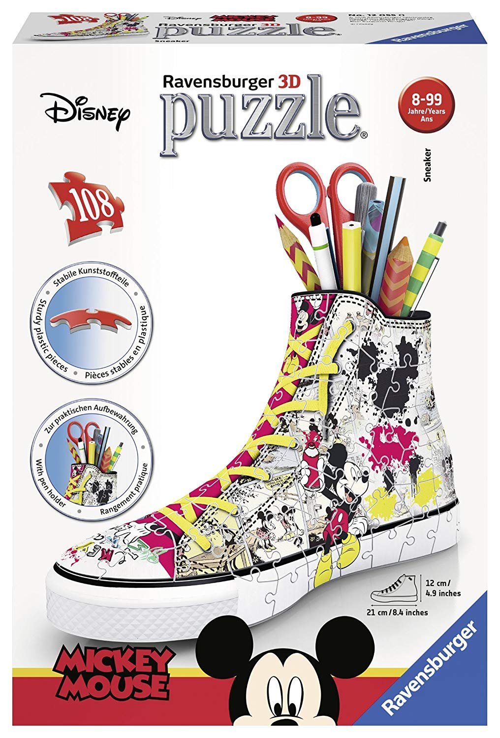 Ravensburger- Mickey Sneaker Disney Topolino Puzzle 3D portalápices, Multicolor (12055)