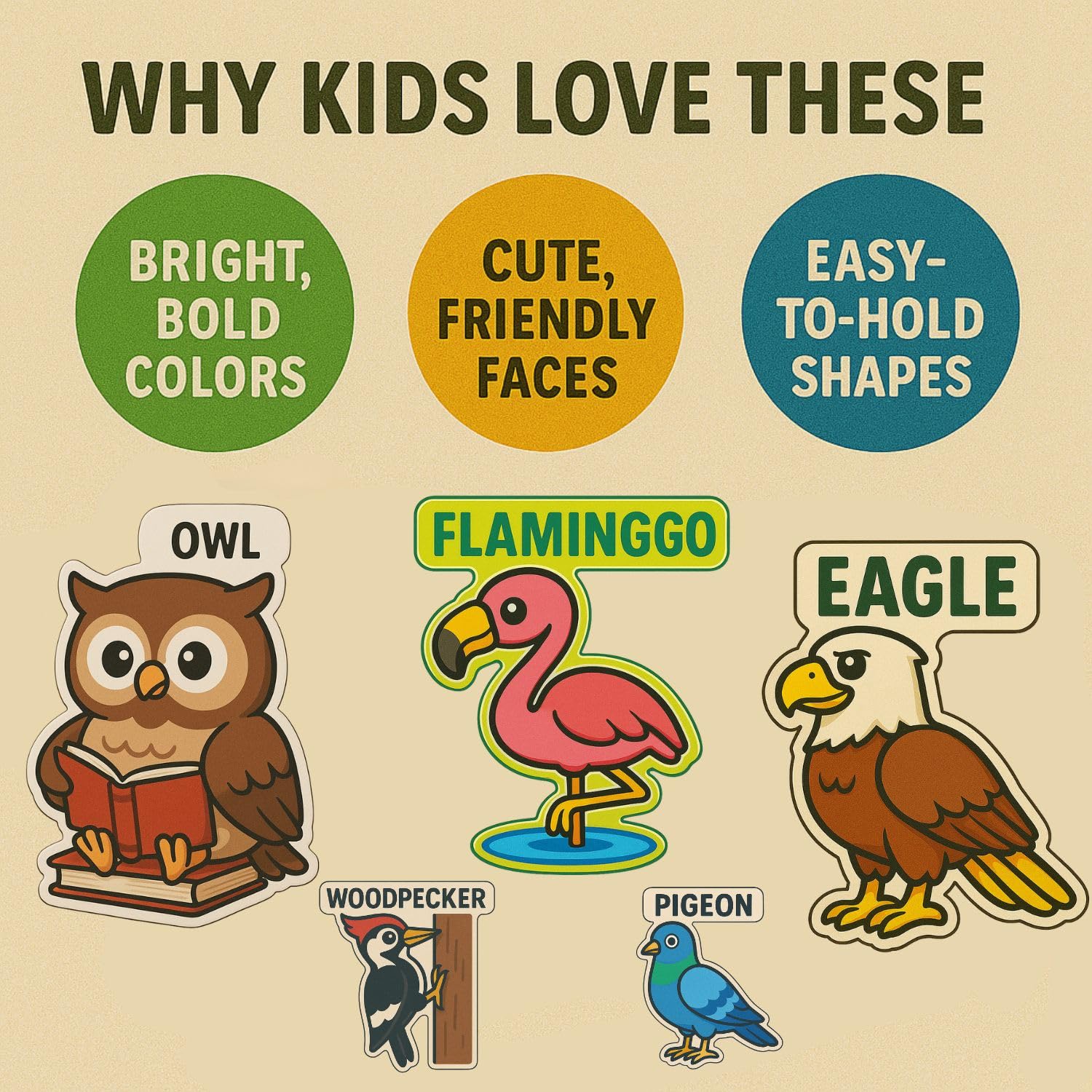 RufaStories Bird Fridge Magnets for Kids – 13 Pieces Strong, Waterproof, Durable Bird Animal Magnets for Refrigerator, Almirah, Whiteboard, Cute Educational Play Magnets 3