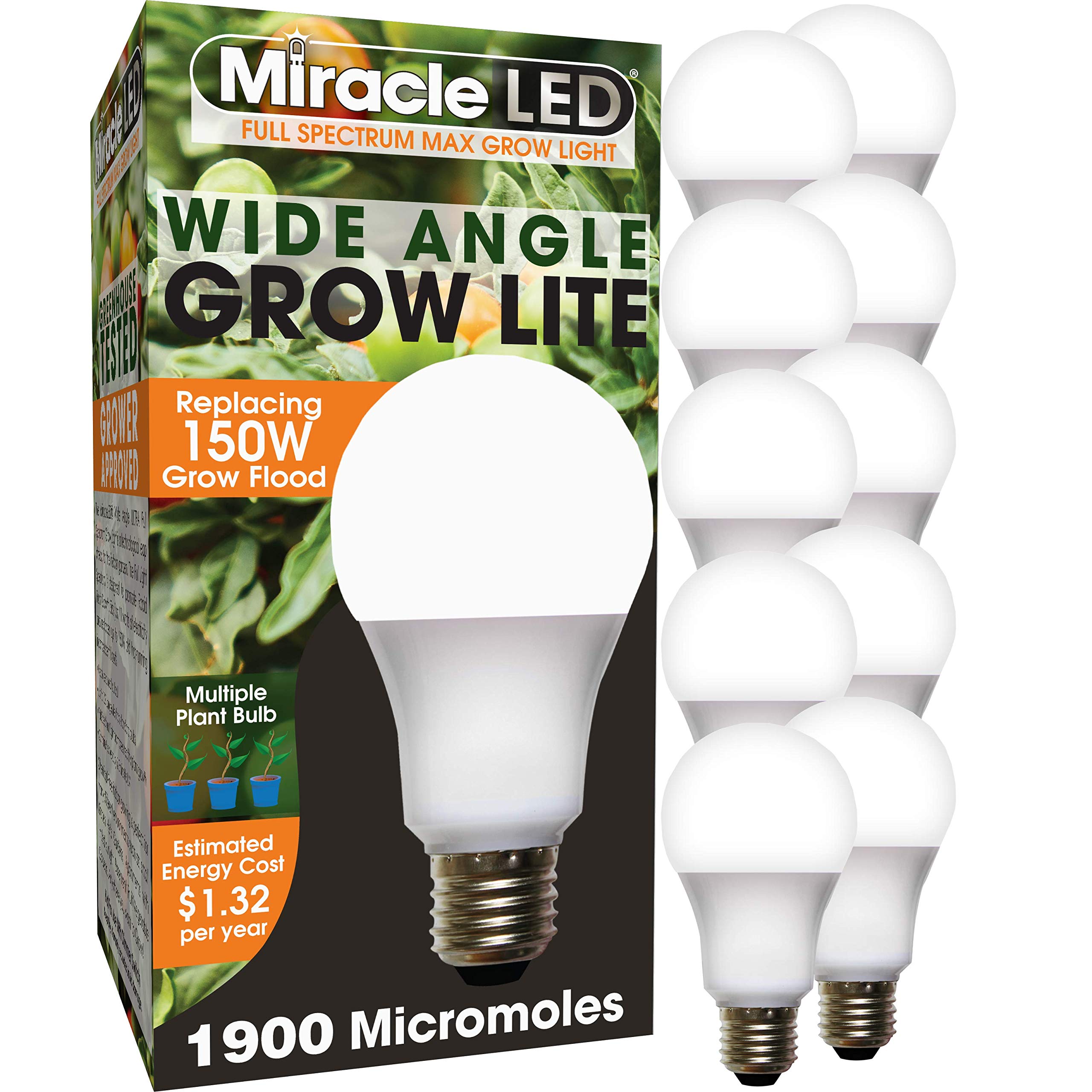 MiracleLED 604681 Full Spectum Wide Angle 150W 10-Pack LED Grow Light, Spectrum