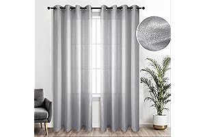 KOUFALL Sheer Sparkle Glitter Grey Curtains