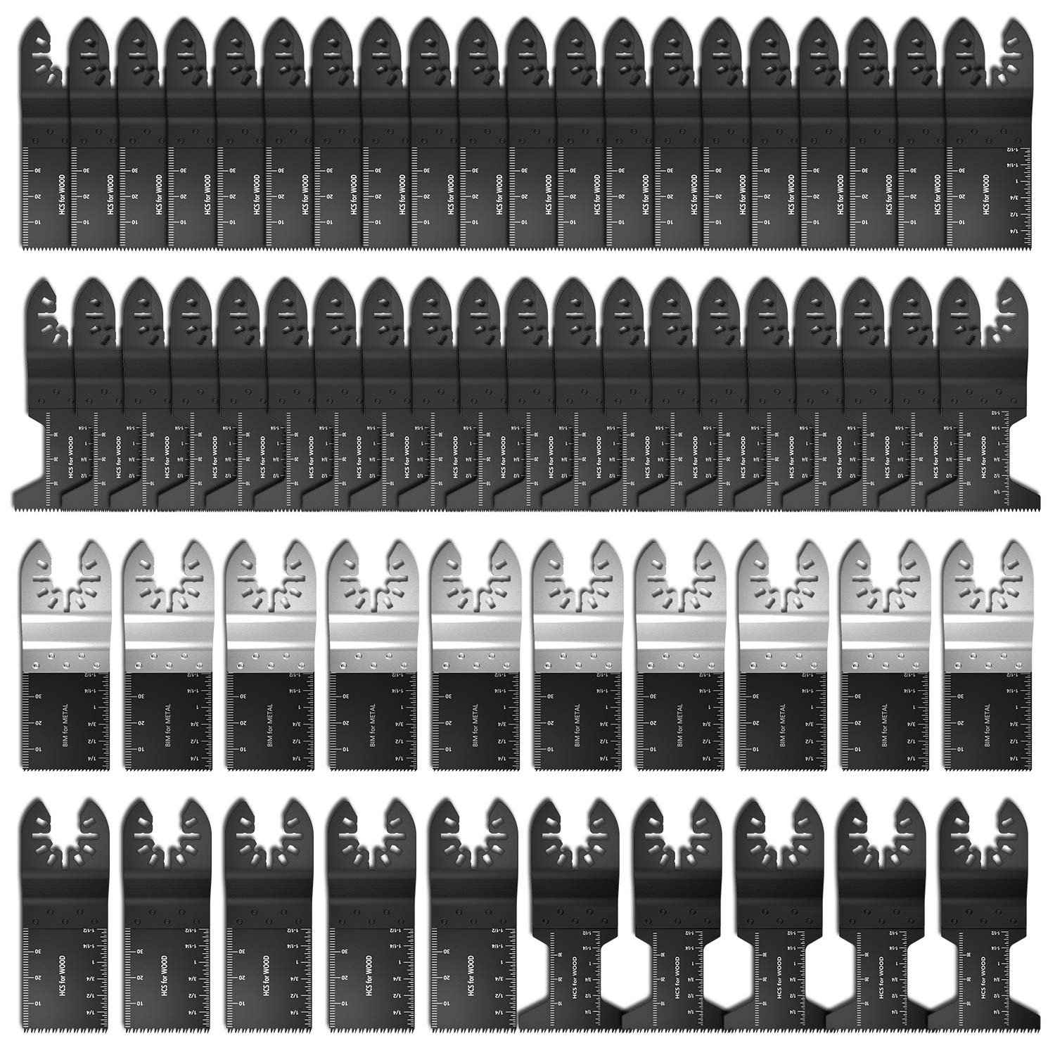 HOTBESTUS60PCS Universal Wood Metal Oscillating Multitool Quick Release Saw Blades Fit Fein Multimaster Porter Cable Black & Decker Bosch Dremel Craftsman Ridgid Ryobi (60PCS)