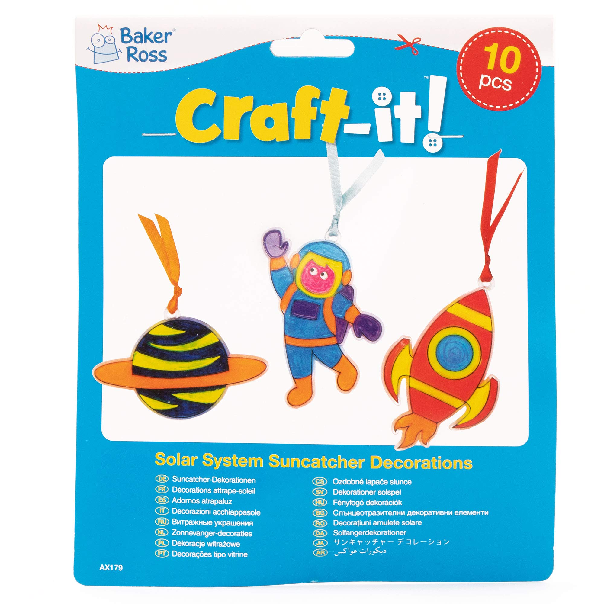 Atrapasol Sistema Solar Baker Ross – 10 Decoraciones Acrílicas Para Colorear, Manualidad Infantil De Verano