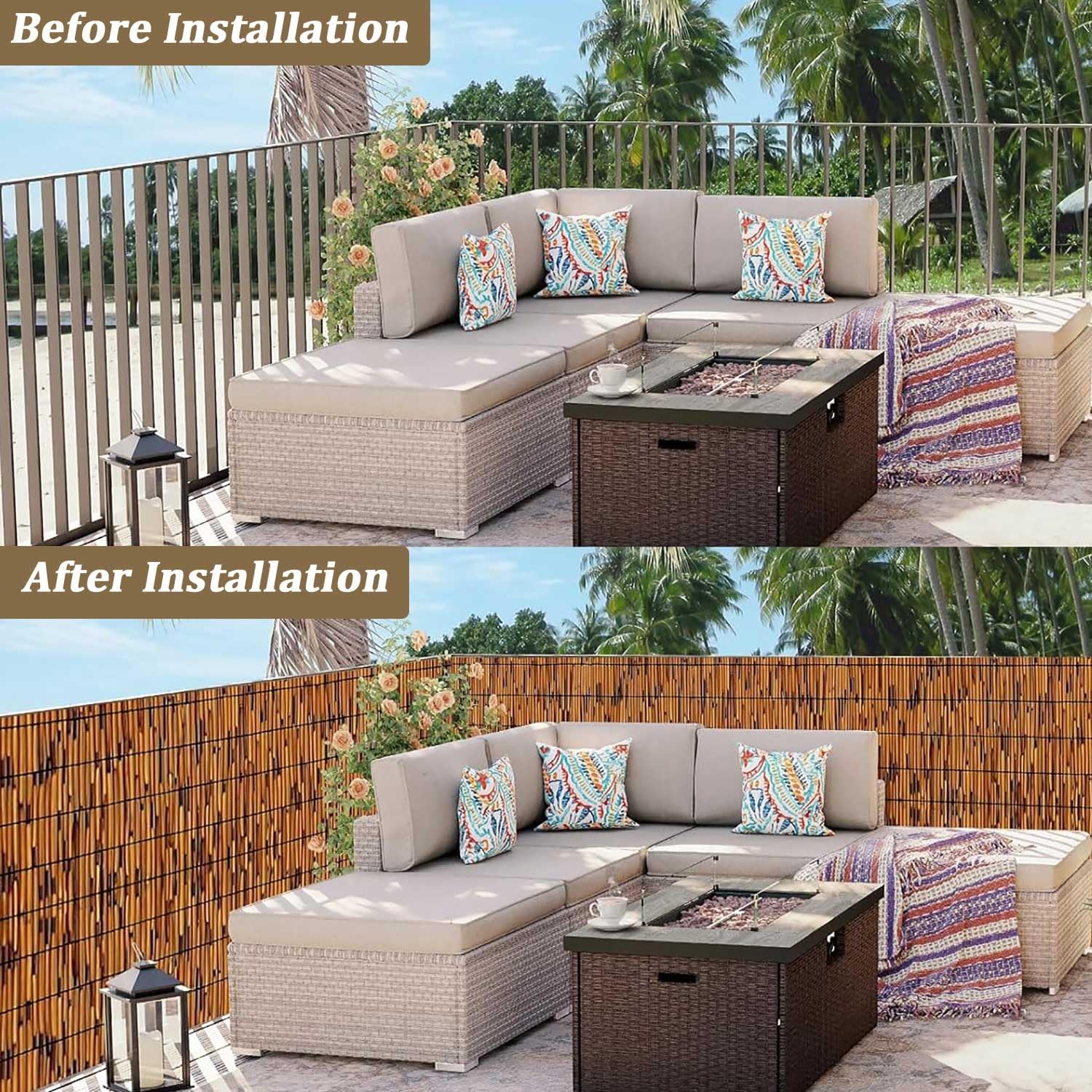 Rotoli Decorativi per Recinzione in bambù per Esterni, per Giardino, terrazza, Cortile, Piscina, Balcone, 4,5 Piedi x 20 Piedi (137 cm x 600 cm) Pannello per la Privacy d