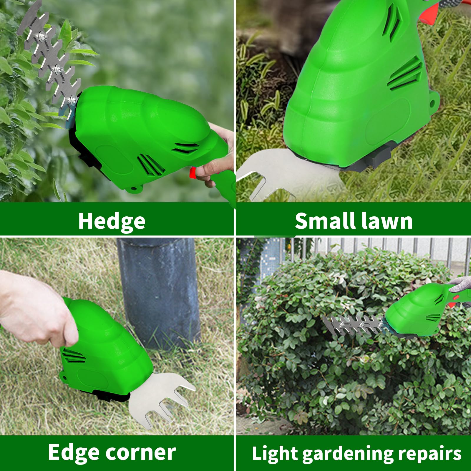 2 in 1 Kabellose Grasschere, Akku Gras und Strauchschere, Schnurlose Elektrische Heckenschere Wiederaufladbar Strauch Jäten Rasenmäher Gartengeräte für Garten und Höfe(EU)