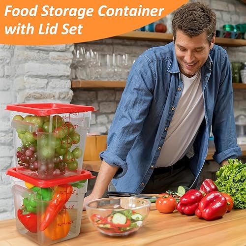 Miniatura 10 de Yungyan 6 recipientes comerciales de almacenamiento de alimentos de 4 cuartos de galón cuadrados acrílicos herméticos con tapas, contenedores de