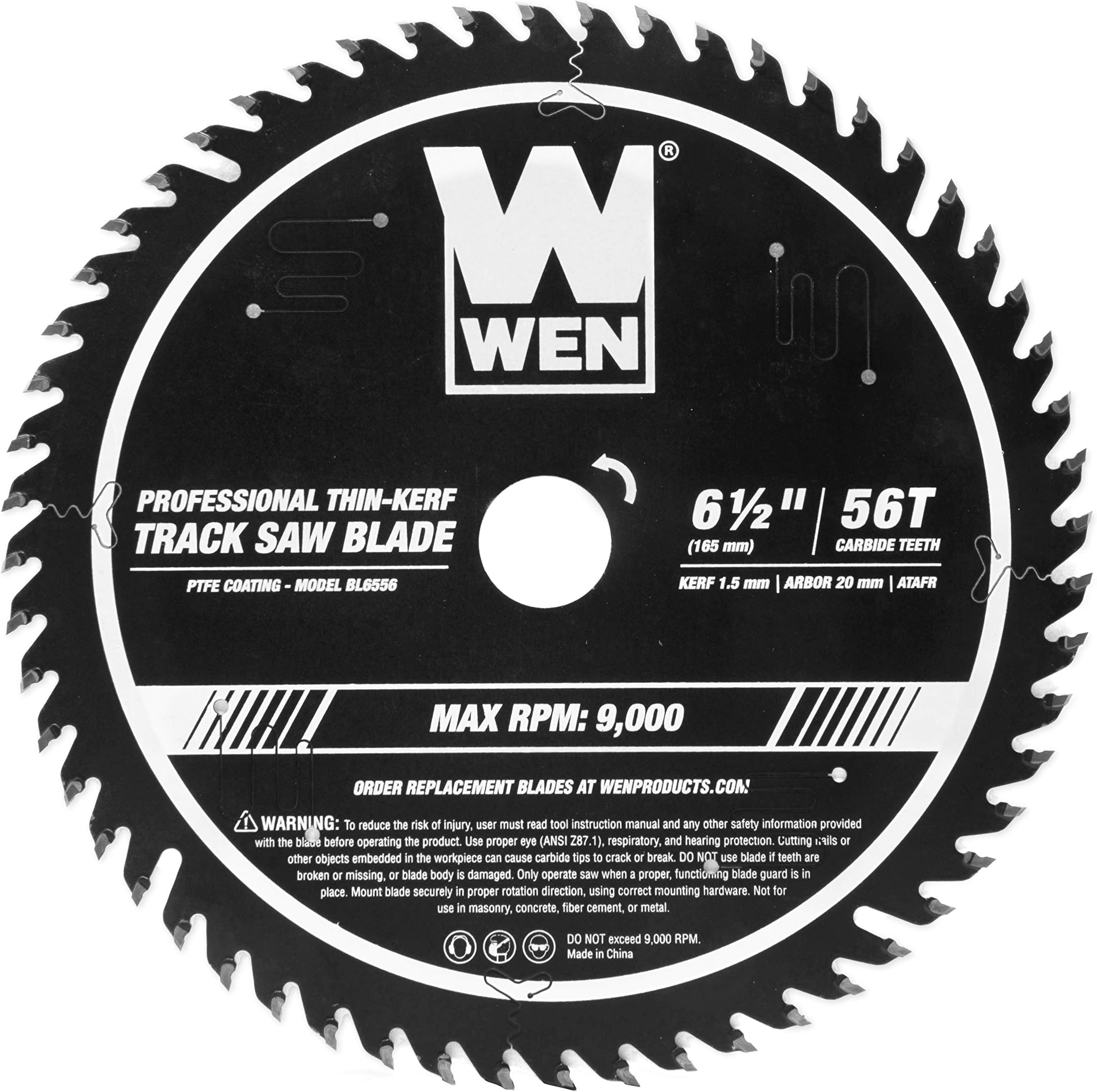 BL6556 6.5-Inch 56-Tooth Carbide-Tipped Thin-Kerf Professional ATAFR Track Saw Blade with PTFE Coating