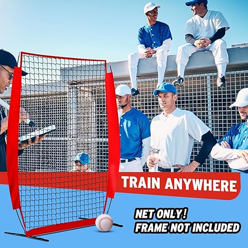 Miniatura 7 de Red de repuesto portátil de 4 x 7 pies, red de protección para lanzadores de béisbol, red de práctica de bateo, solo la red no tiene marco