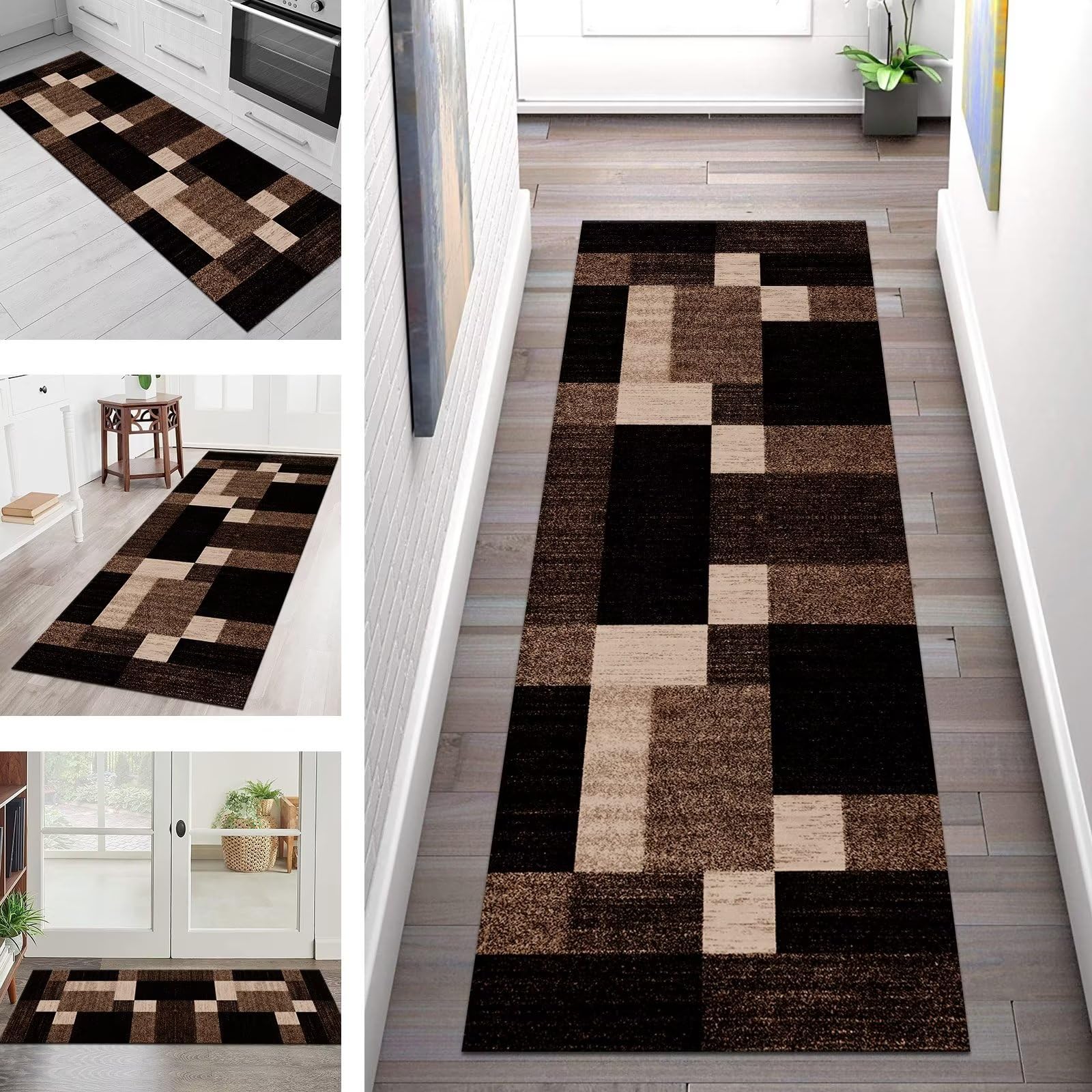 Tapis de couloir antidérapant lavable grande largeur de 40 à 120 cm pour salon