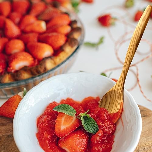 Miniatura 3 de WONDERFUL Cuchara de madera de olivo 100% natural, cucharas de madera de 7 pulgadas para comer, perfecta para mostaza, azúcar, sal, miel, sopa, té,