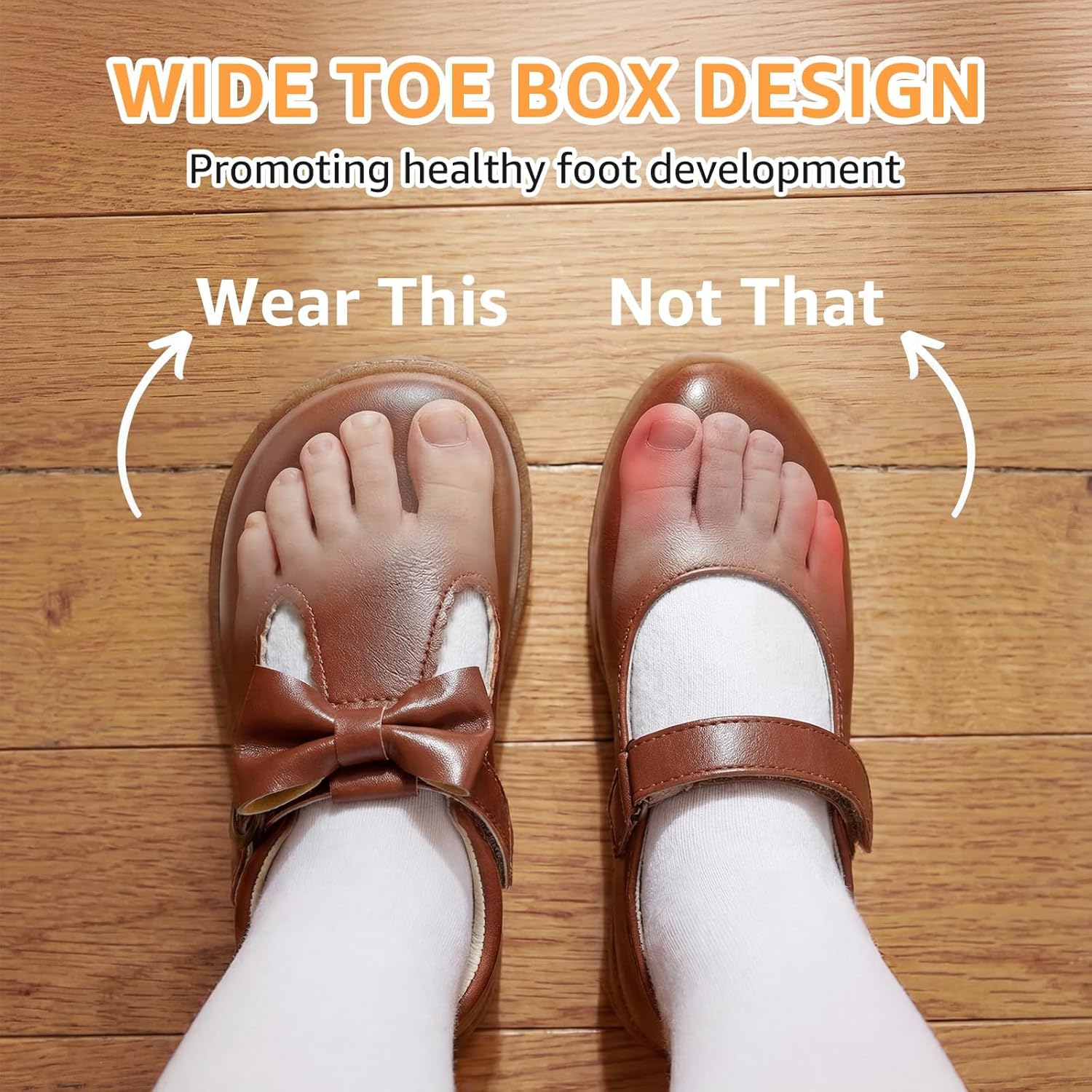 STQ Toddler Girls Dress Shoes Wide Toe Box Mary Jane Flats Zero Drop T Strap Ballet Wedding Flower Uniform School Shoe with Non-Slip - Image 4