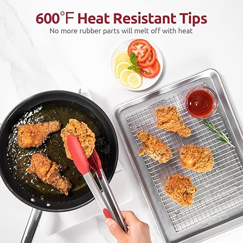 Miniatura 3 de Pinzas de cocina resistentes al calor de 600F U-Taste Pinza de cocina de silicona grande de 12 pulgadas con puntas de goma antiadherentes