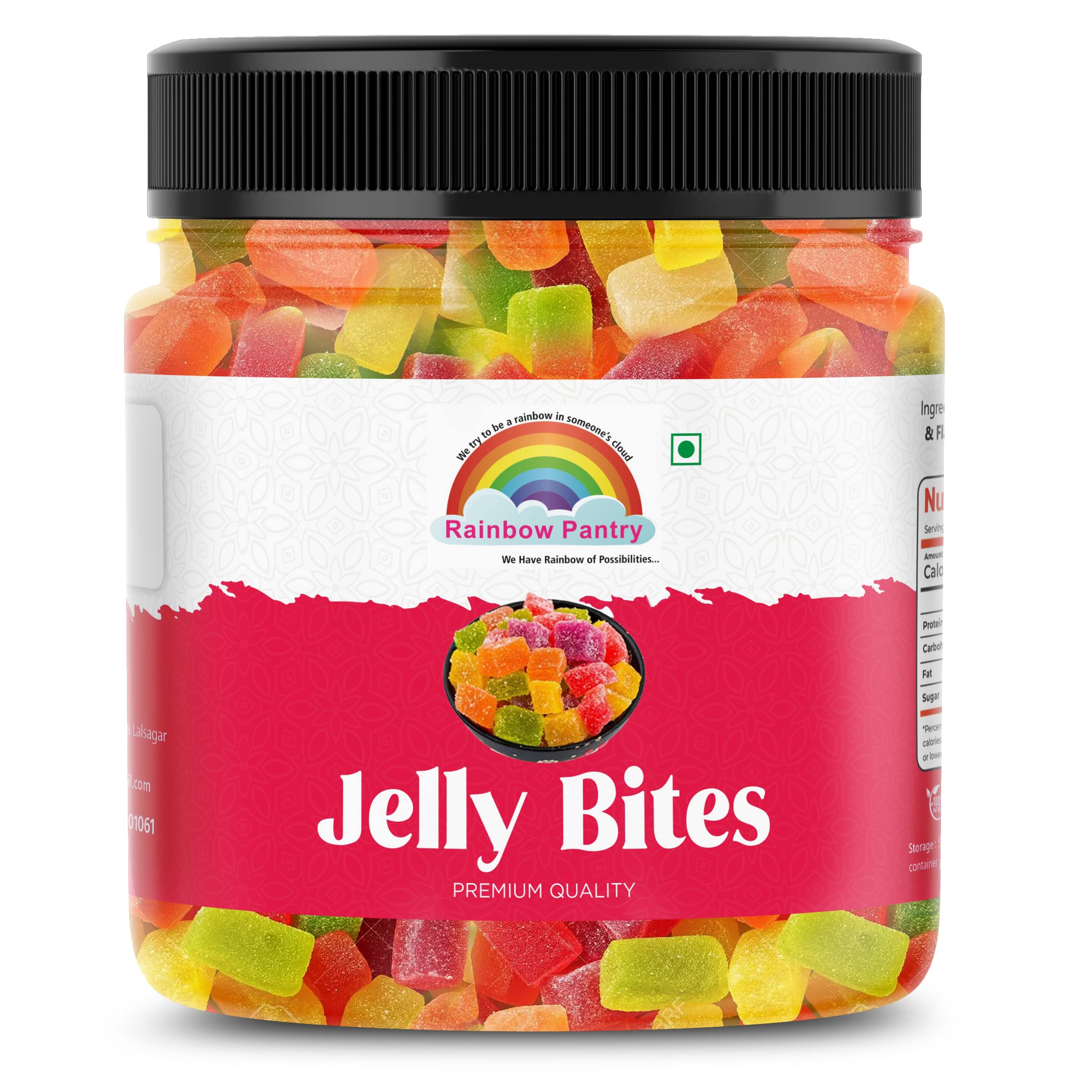 Rainbow Pantry Jelly Bites Candy Jelly Beans Fruit Flavour Toffee Pack of 1 (250 gm)