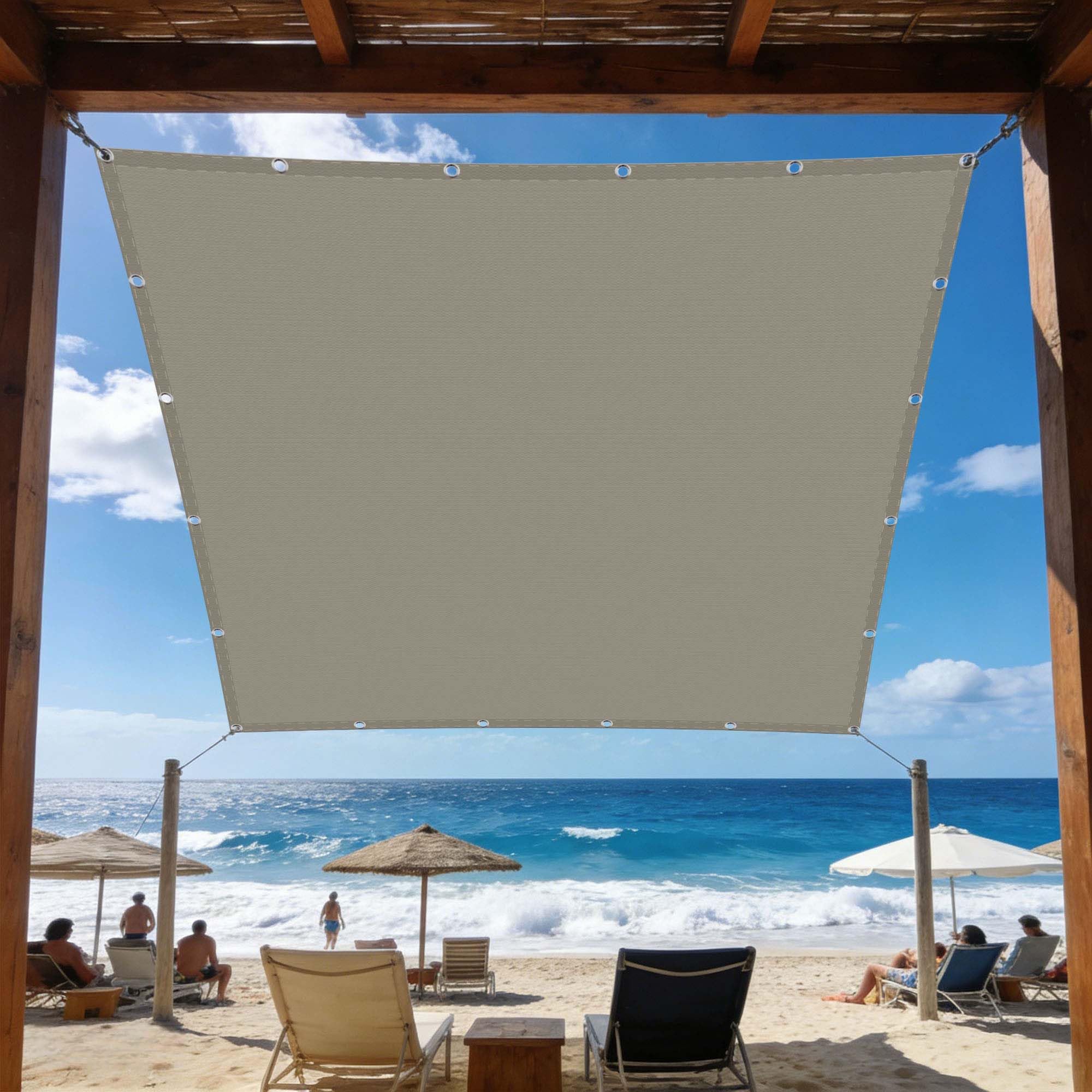 Voile ombrage rectangulaire 4x4 m taupe, grande toile pour ombrager la terrasse ou la piscine