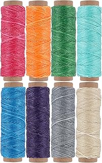 264 Yards 150D Leather Sewing Waxed Thread Cord for Leather Craft DIY 1mm Diameter 8 Colors Sewing Thread Cord,Each of 33 Yards (Color B)