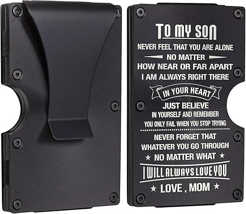 Miniatura 6 de awofer Cartera personalizada de regalo para hijo de mamá, cartera de aluminio personalizada con clip para dinero grabado, tarjetero de crédito,