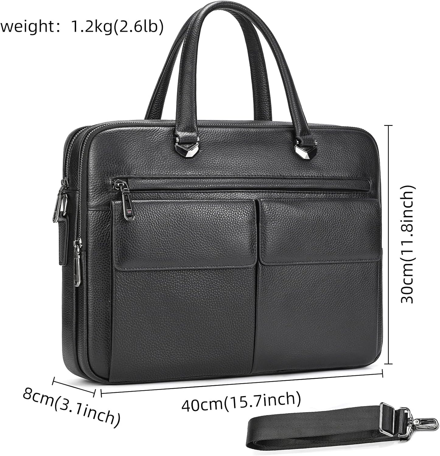 Leather Laptop Bag for Men Briefcase Fits 15.6 Inch Notebook Portable Shoulder Messenger Crossbody Bag for Travel Office