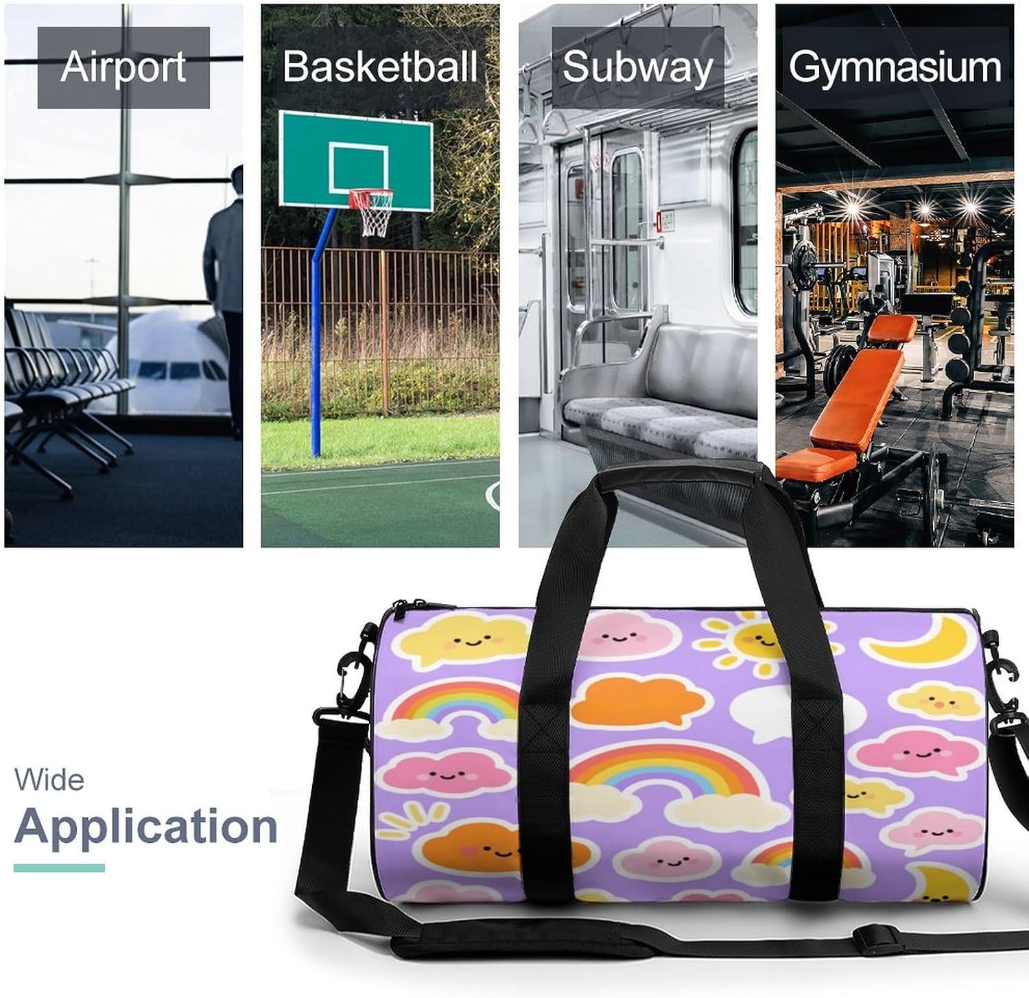 Weather Symbols Gym Bag Duffle Bags Weekender Overnight Bag image 3