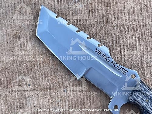 Miniatura 4 de , I - Cuchillo rastreador hecho a mano, cuchillos de caza de acero D2, mango de madera de dólar, cuchillo de hoja fija, mano derecha, scout, llevar