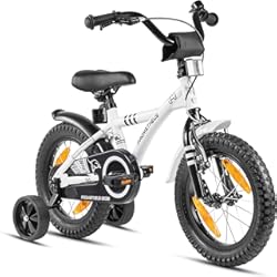 Mtb Con Ruedas De Carretera PROMETHEUS BICYCLES Bicicleta niño 4 años Bicicleta niña 4-6 años 14 Pulgadas Bici niños - Infantil con Pedales ruedines y Freno contrapedal Blanco