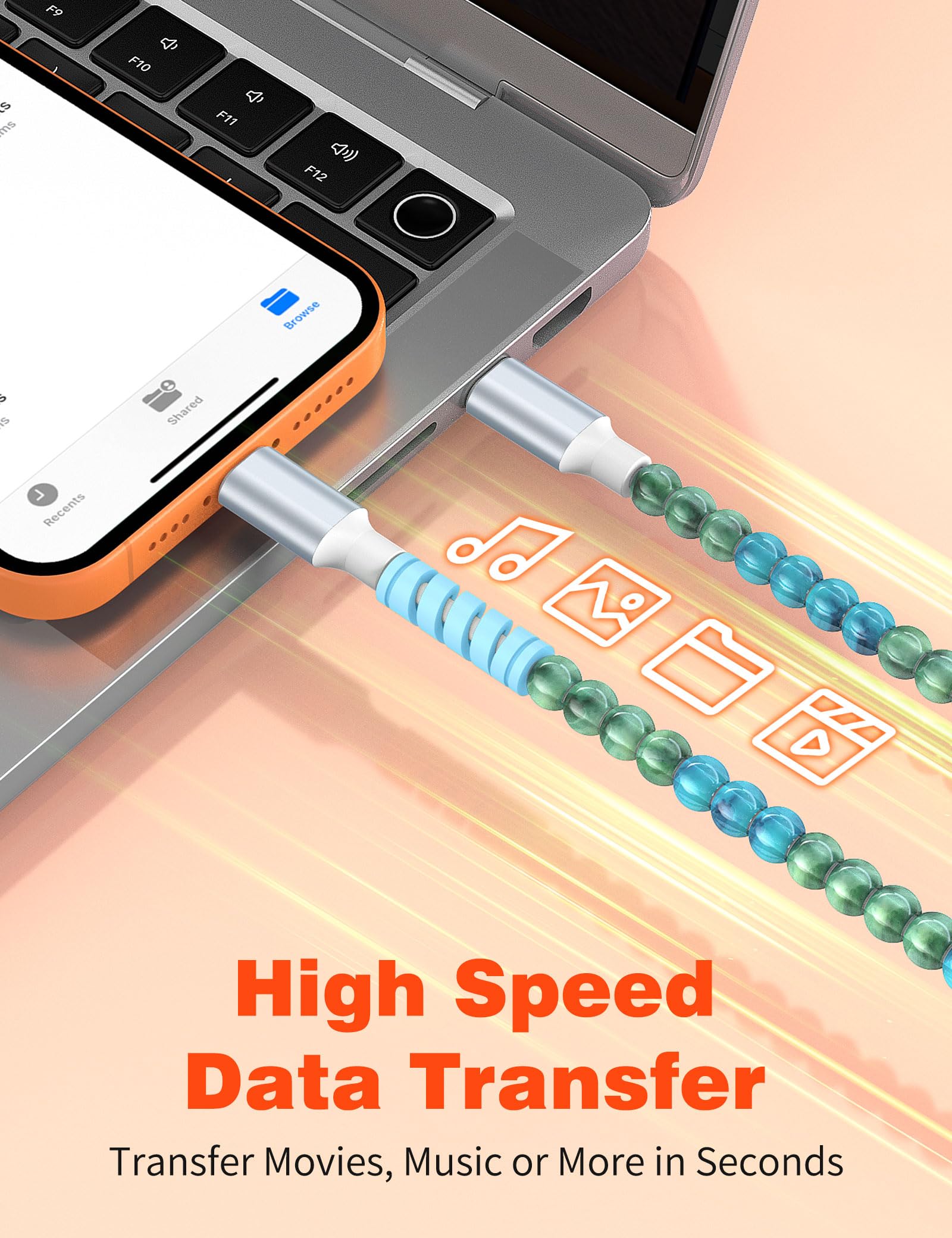 Cable USB C a USB C de 6.6 pies, 60 W, cable de carga rápida para teléfono y cargador de coche para iPhone 17, 16 Pro Max, Air 15/iPad Pro 10th A16, Samsung S25, S24, S23 Ultra, S22 Pixel, Android