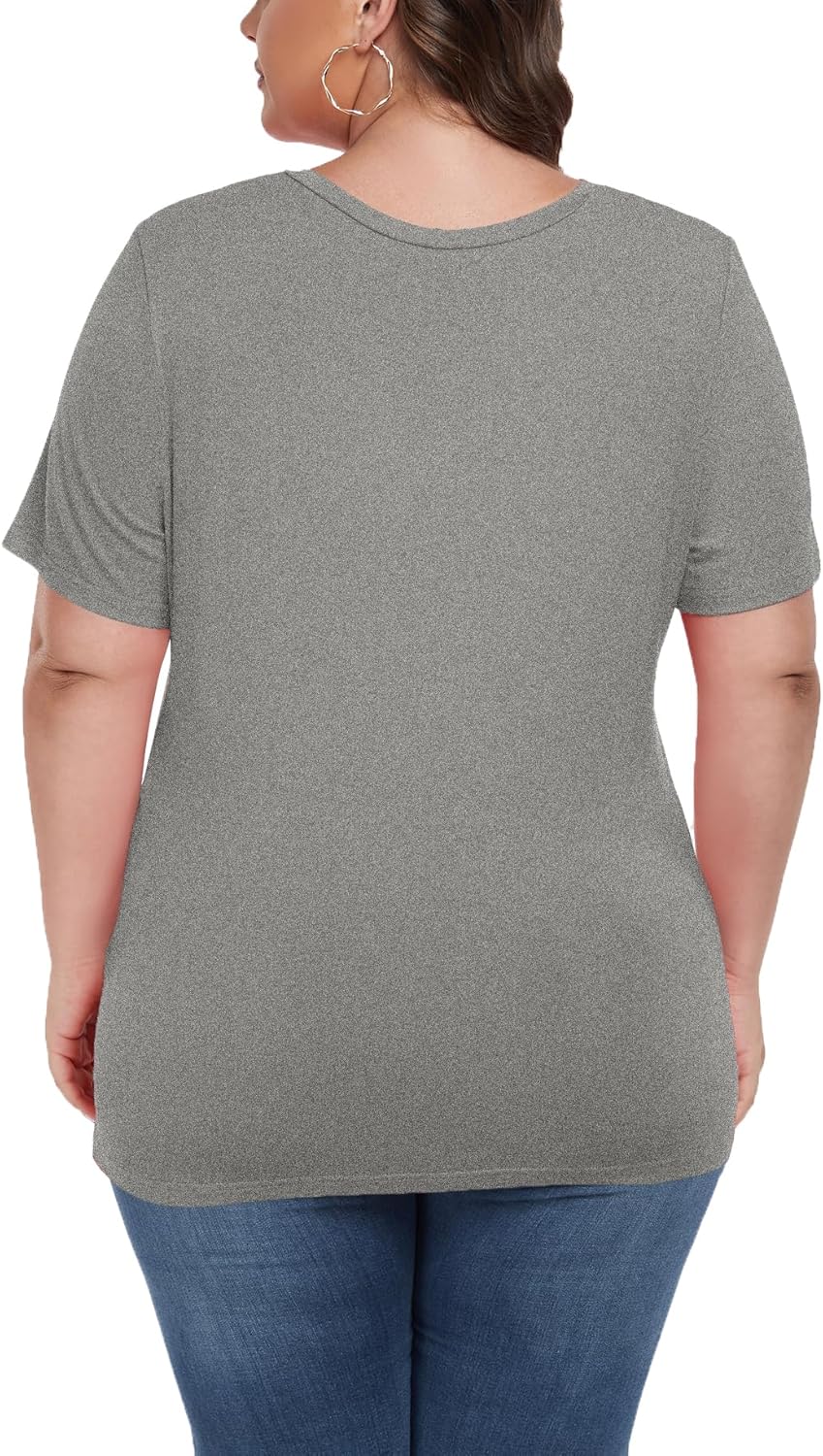 Women's Plus Size Short Sleeve Tee Shirt V Neck Basic Ladies Loose Fit T Shirt 1X-5X - Image 4