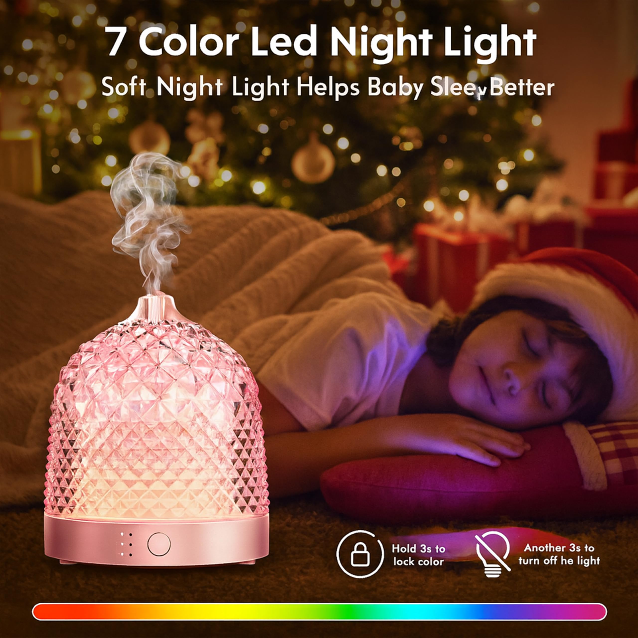 ALMA Diffusor & Luftbefeuchter für ätherische Öle mit 200 ml Glastank – Elegante Aromatherapie mit Glas, Stimmungs-LED-Beleuchtung, 10 Stunden beruhigender Nebel (White)
